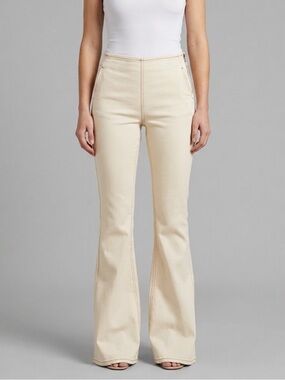 Low-Rise Cream Flare Jeans with Clean Seams